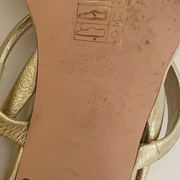 J Crew Lucie Sling Back Block Heel in Metallic Leather Size 8.5