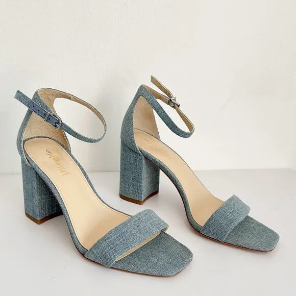 J. Mclaughlin Esme Denim Block Heels Blue Size 8.5