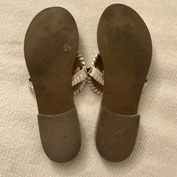 Jack Rogers Georgica Leather Sandal, Nude/White 8.5 $128 MSRP