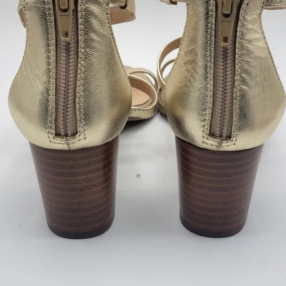 Jack Rogers Gold &quot;Julia&quot; Block Heel Sandals Size 9.5M #S1230