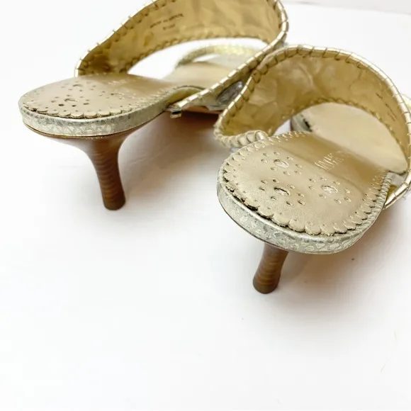 Jack Rogers | Gold Snakeskin Zsa Zsa Jeweled Kitten Heel Sandals