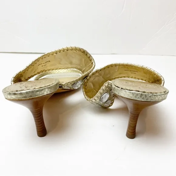 Jack Rogers | Gold Snakeskin Zsa Zsa Jeweled Kitten Heel Sandals