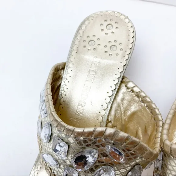 Jack Rogers | Gold Snakeskin Zsa Zsa Jeweled Kitten Heel Sandals