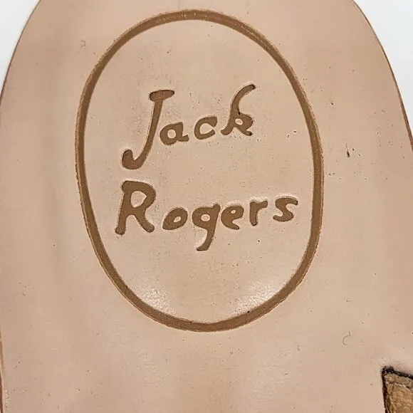 Jack Rogers Larissa Black Croc Embossed Leather Turnlock Sandals Size 9
