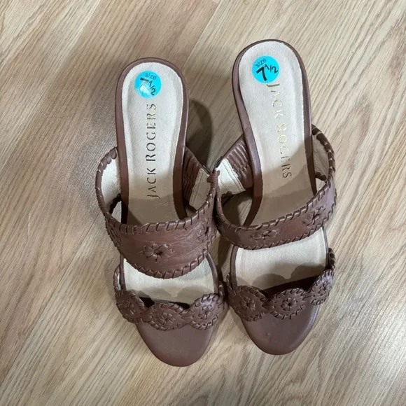 Jack Rogers Leather Wedge Sandals Caroline