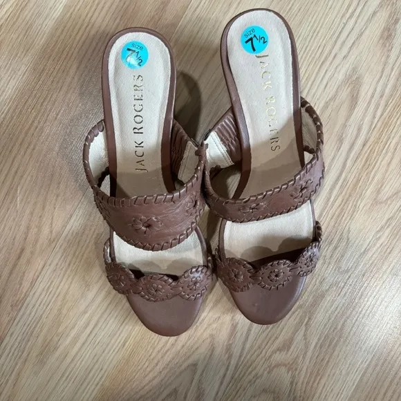 Jack Rogers Leather Wedge Sandals Caroline