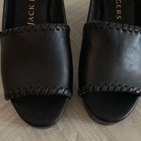 Jack Rogers Women’s Black Leather Wedge Shoes