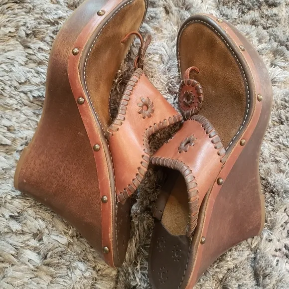 Jack Rogers Women's Marbella Wedge Sandals Wood Expresso