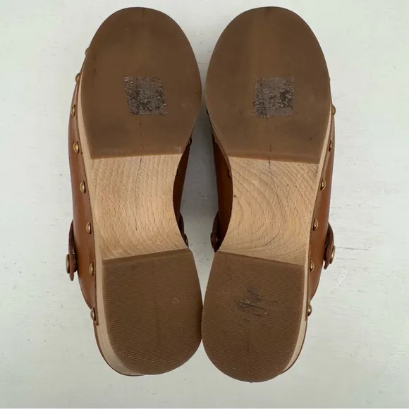 J.Crew Convertible Clogs Brown Leather Studded Shoes Size 7.5