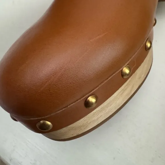 J.Crew Convertible Clogs Brown Leather Studded Shoes Size 7.5
