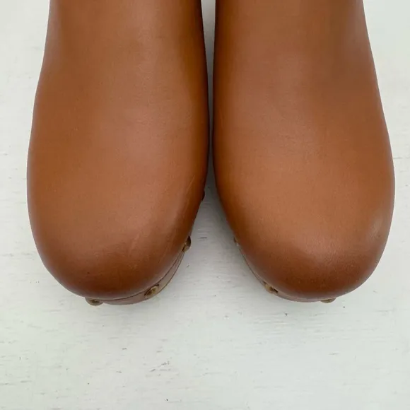 J.Crew Convertible Clogs Brown Leather Studded Shoes Size 7.5