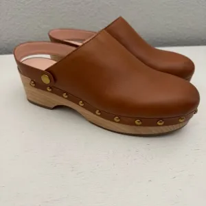 J.Crew Convertible Clogs Brown Leather Studded Shoes Size 7.5