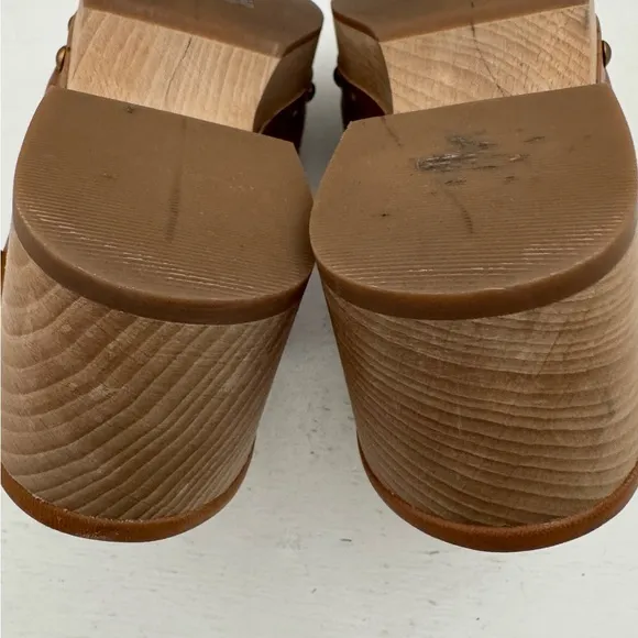 J.Crew Convertible Clogs Brown Leather Studded Shoes Size 7.5
