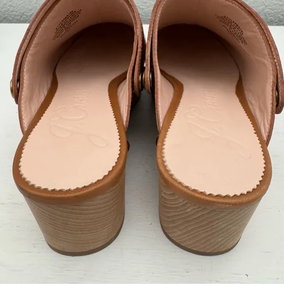 J.Crew Convertible Clogs Brown Leather Studded Shoes Size 7.5