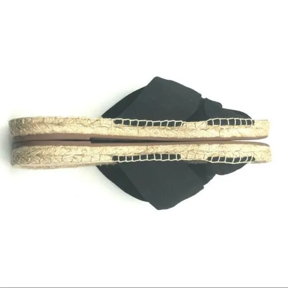 J.Crew Cross Style Black  Low Heel Flat Espadrille Sandals Sz  7.5