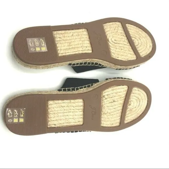 J.Crew Cross Style Black  Low Heel Flat Espadrille Sandals Sz  7.5