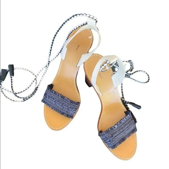 J. CREW Raffia Ankle Tie High Heel Sandal