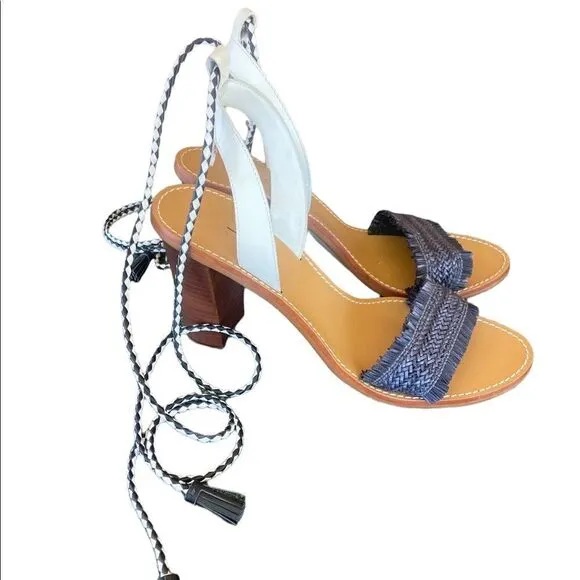 J. CREW Raffia Ankle Tie High Heel Sandal