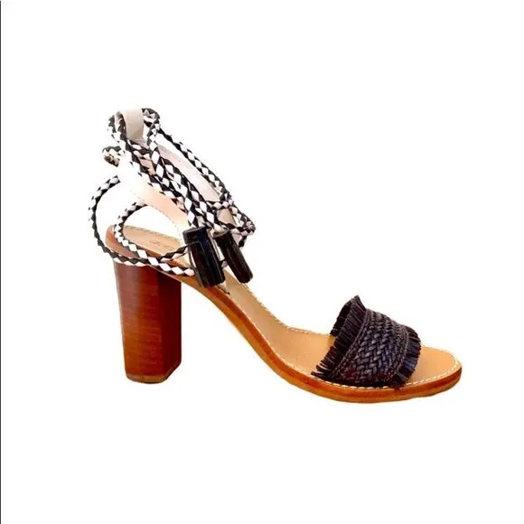 J. CREW Raffia Ankle Tie High Heel Sandal