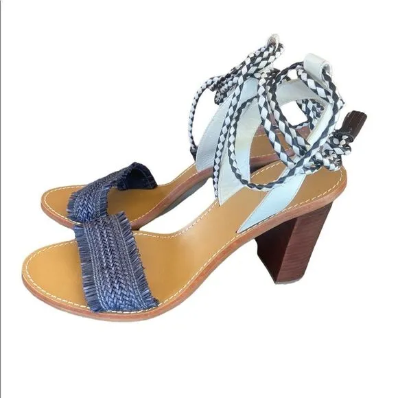 J. CREW Raffia Ankle Tie High Heel Sandal