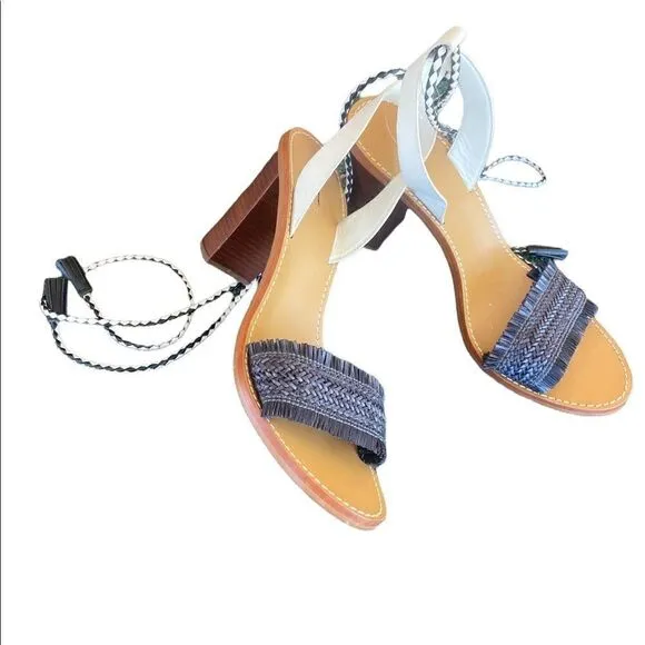 J. CREW Raffia Ankle Tie High Heel Sandal