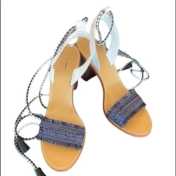 J. CREW Raffia Ankle Tie High Heel Sandal