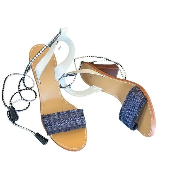 J. CREW Raffia Ankle Tie High Heel Sandal