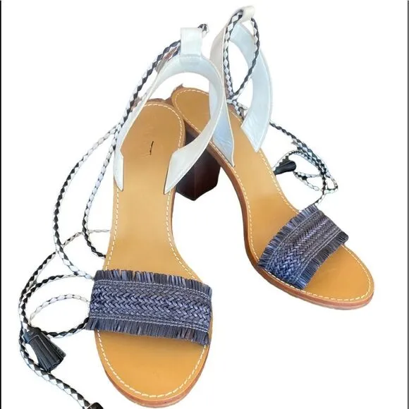 J. CREW Raffia Ankle Tie High Heel Sandal