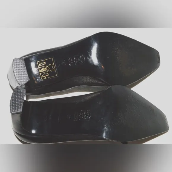 JEAN PAUL BARRIOL ACCESSOIRE PARIS 6 M 37 BLACK LEATHER PUMPS HEELS SHOES FRANCE
