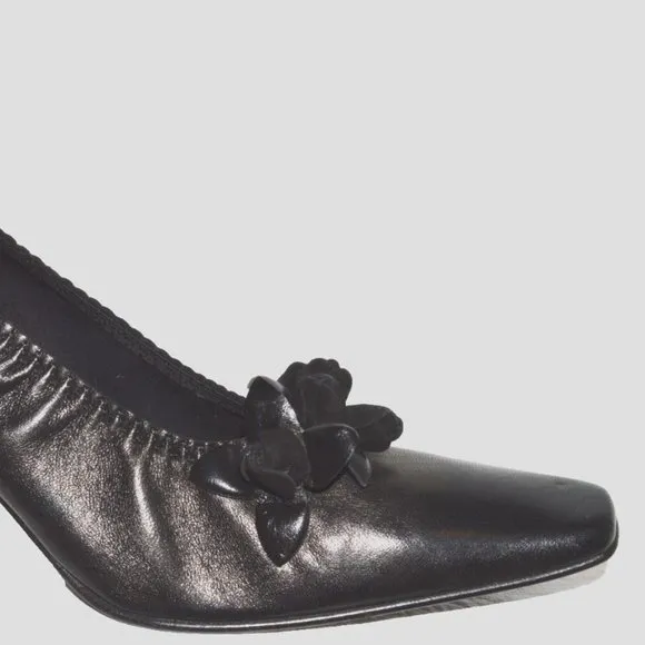 JEAN PAUL BARRIOL ACCESSOIRE PARIS 6 M 37 BLACK LEATHER PUMPS HEELS SHOES FRANCE