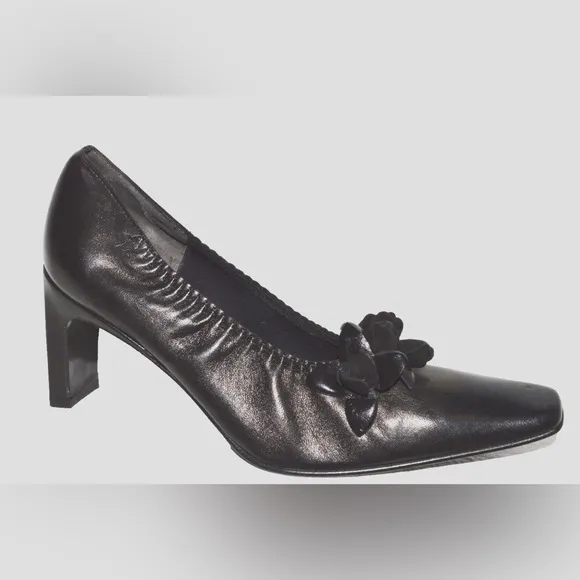 JEAN PAUL BARRIOL ACCESSOIRE PARIS 6 M 37 BLACK LEATHER PUMPS HEELS SHOES FRANCE