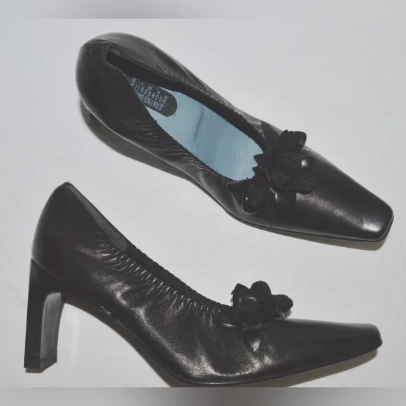 JEAN PAUL BARRIOL ACCESSOIRE PARIS 6 M 37 BLACK LEATHER PUMPS HEELS SHOES FRANCE