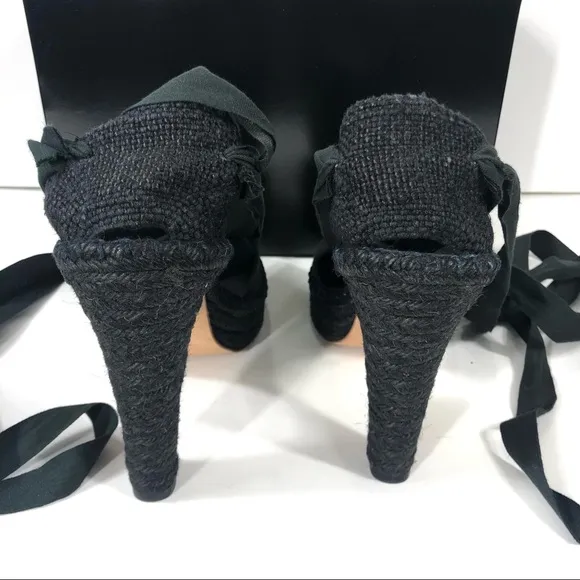 Jean Paul Gaultier black espadrilles 5 inches high never worn Sz 8