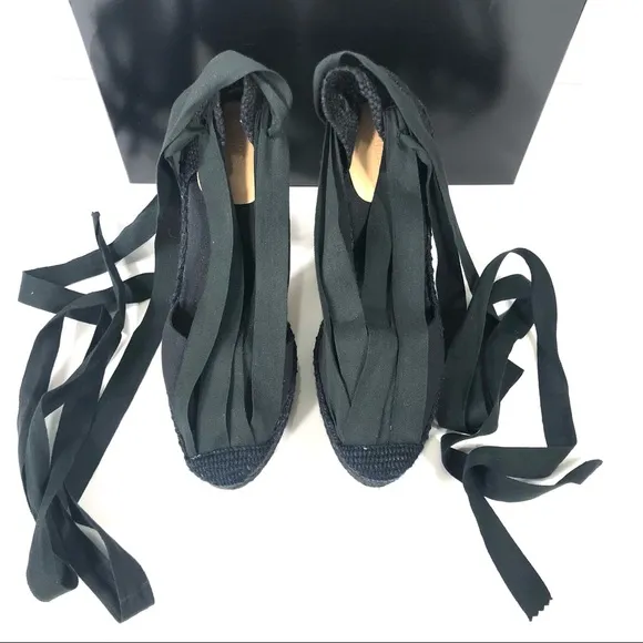 Jean Paul Gaultier black espadrilles 5 inches high never worn Sz 8