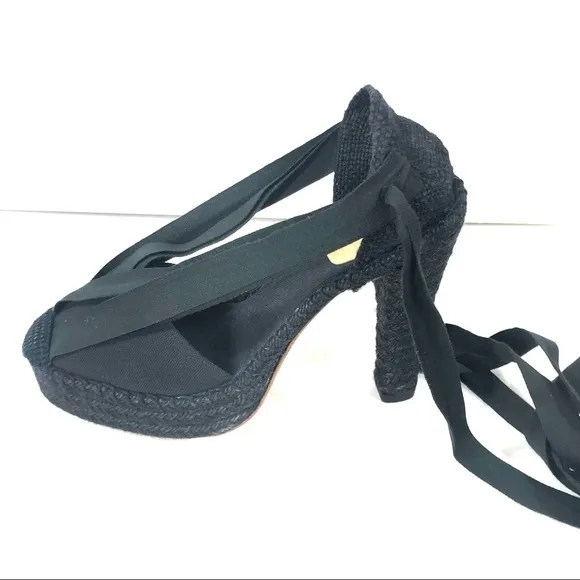 Jean Paul Gaultier black espadrilles 5 inches high never worn Sz 8