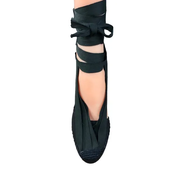 Jean Paul Gaultier black espadrilles 5 inches high never worn Sz 8