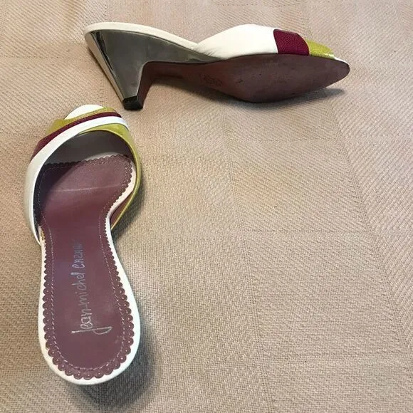 Jean Michel Cazabat Slide Sandals with Silver Heel, 38/7.5