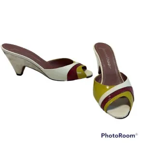 Jean Michel Cazabat Slide Sandals with Silver Heel, 38/7.5