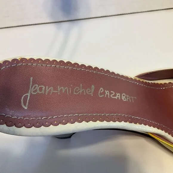 Jean Michel Cazabat Slide Sandals with Silver Heel, 38/7.5