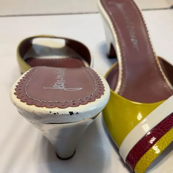 Jean Michel Cazabat Slide Sandals with Silver Heel, 38/7.5