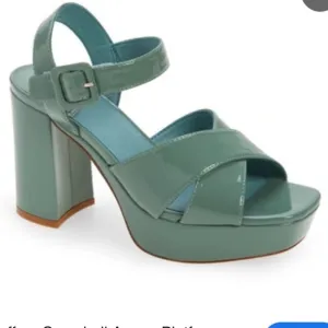 Jeffrey Campbell Amma Patent Platform Block Heel Sandals Dusty green 7