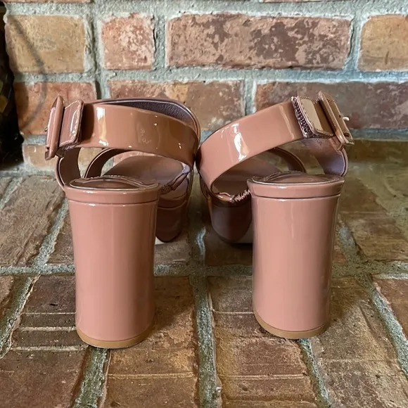 Jeffrey Campbell Ammaly Patent Leather Platform Slingback Sandals in Dusty Pink