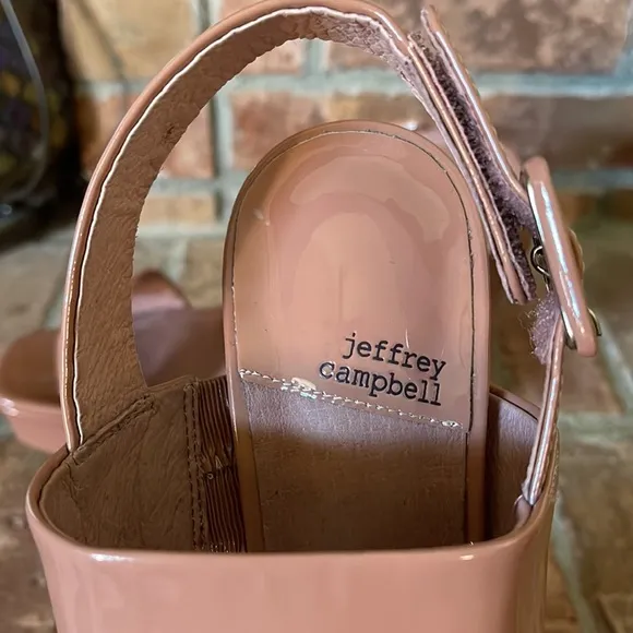 Jeffrey Campbell Ammaly Patent Leather Platform Slingback Sandals in Dusty Pink