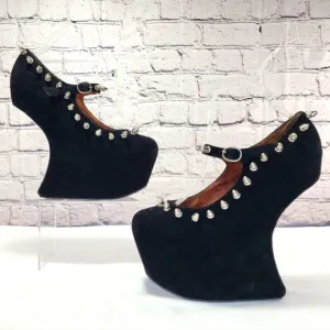 JEFFREY CAMPBELL - Black, platform, studs, heelless, approx. 7”, size 9M