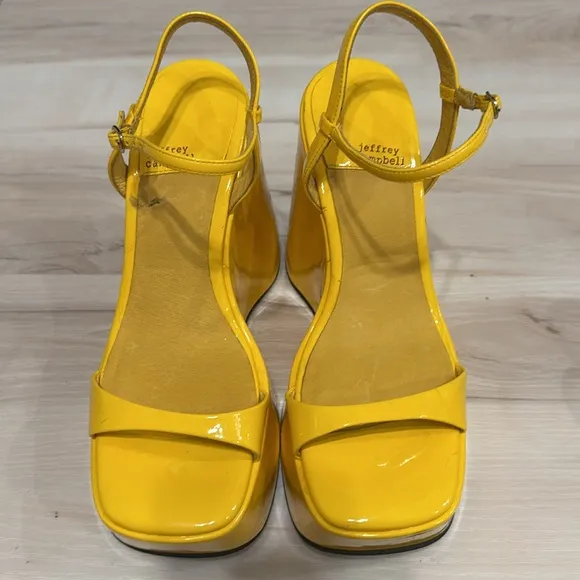 JEFFREY CAMPBELL Exhilarate Platform Wedge Sandal In Yellow