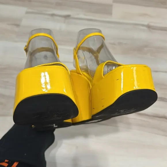 JEFFREY CAMPBELL Exhilarate Platform Wedge Sandal In Yellow