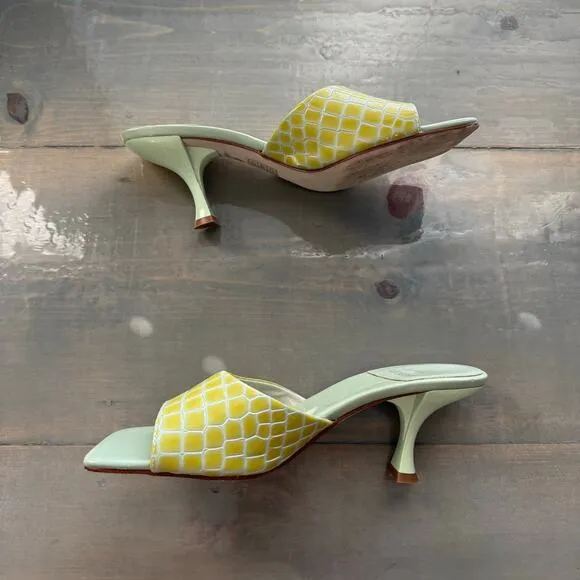 Jeffrey Campbell Green Stone Patent Mr Big Heeled Sandals Sz 9