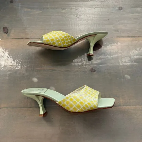 Jeffrey Campbell Green Stone Patent Mr Big Heeled Sandals Sz 9