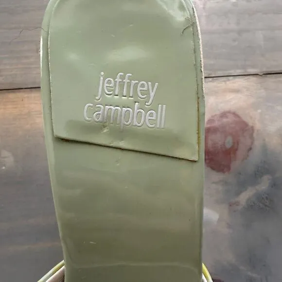 Jeffrey Campbell Green Stone Patent Mr Big Heeled Sandals Sz 9