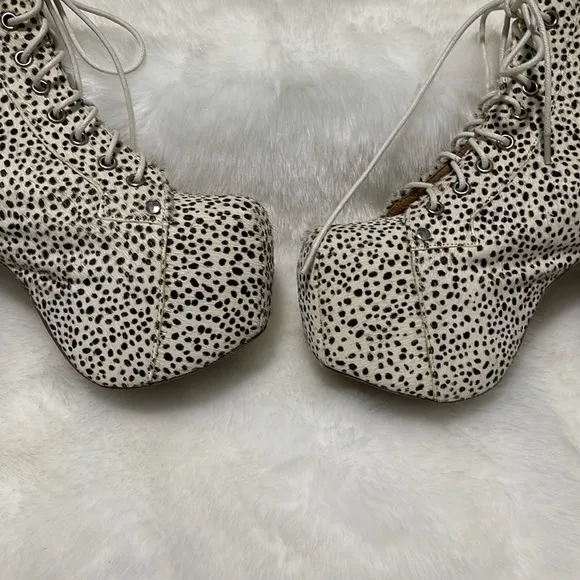 Jeffrey Campbell Havana Lita Calf Hair Animal Print Platform Booties 7.5